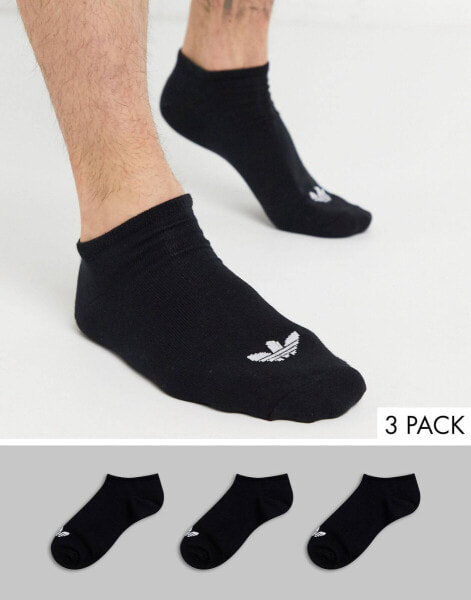 adidas Originals – adicolor Trefoil – Sneakersocken in Schwarz mit Dreiblattlogo im 3er-Pack