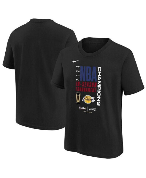Футболка для малышей Nike Черная Лос-Анджелес Лейкерс 2023 НБА Чемпионы Турнира в сезоне Локер-рум