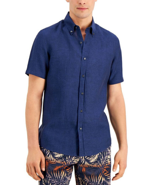 Men's Slim-Fit Yarn-Dyed Linen Shirt