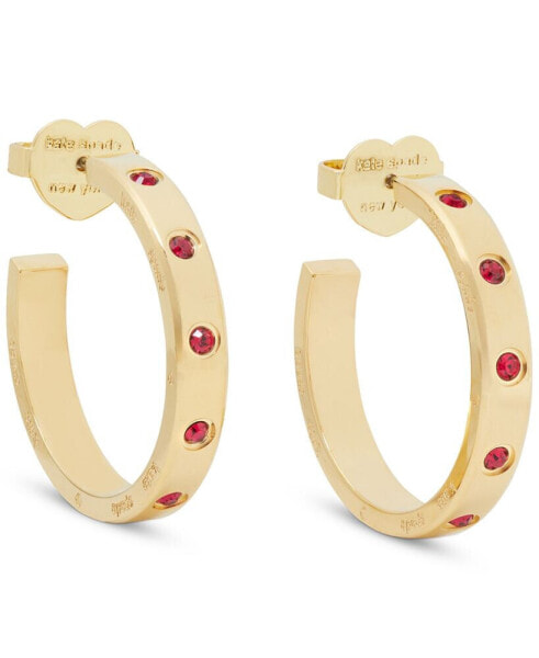 Gold-Tone Small Color Pavé Hoop Earrings, 1"