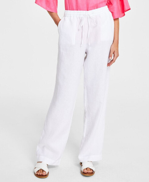 Women's 100% Linen Drawstring Pants, Created for Macy's