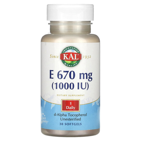 E, 670 mg (1,000 IU), 30 Softgels