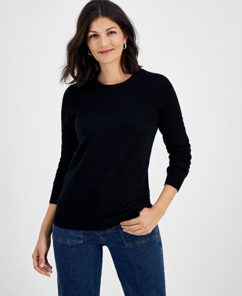 100% Cashmere Women's Long-Sleeve Crewneck Sweater, Regular & Petites, Created for Macy's