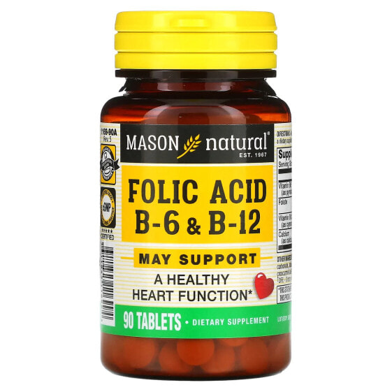 Витаминно-минеральный комплекс Mason Natural, Folic Acid B6 & B12, 90 таблеток