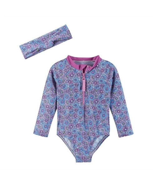 Baby Girls One Piece Rash Guard Set