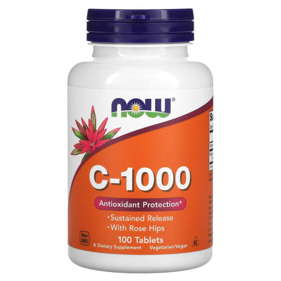 Витамин C-1000 для профилактики гриппа и простуды, 100 таблеток, бренд NOW