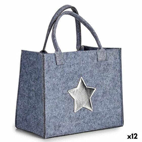 Christmas Bag Star Grey Silver 20 x 42 x 35 cm (12 Units)