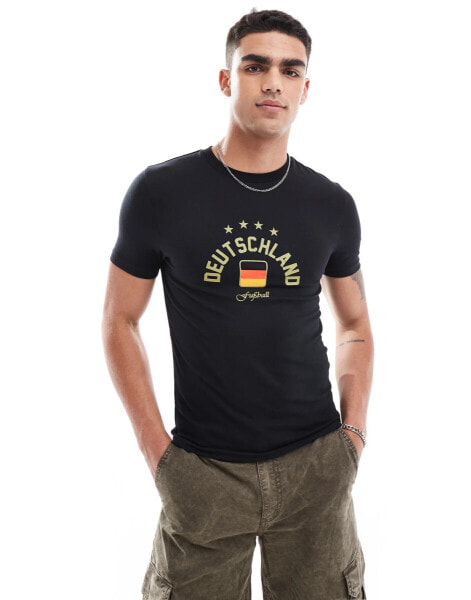 ASOS DESIGN muscle t-shirt in black with Germany chest print