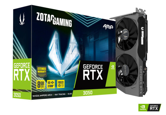 Zotac GAMING GeForce RTX 3050 AMP, GeForce RTX 3050, 8 GB, GDDR6, 128 bit, 7680 x 4320 pixels, PCI Express x8 4.0