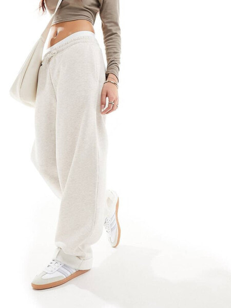 ASOS DESIGN oversized jogger with turnback hem detail in oatmeal marl