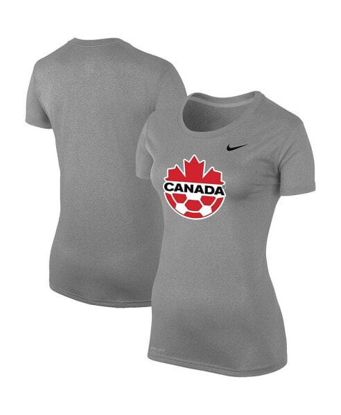 Women's Heather Gray Canada Soccer Legend Performance T-shirt