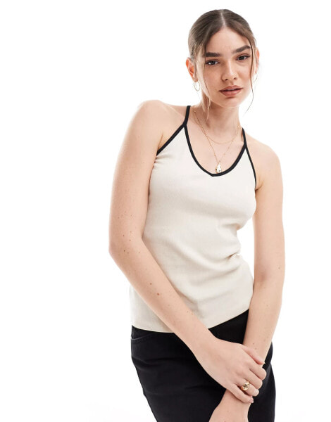 Vero Moda Aware tank top with contrast trim in black