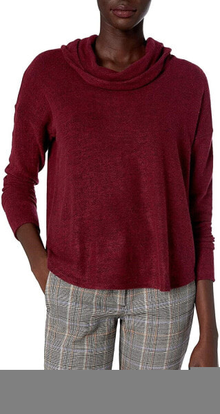 Lucky Brand 257607 Women's Cowl Neck Cloud Jersey Top Tawny Port Size Small