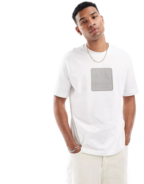 Armani Exchange t-shirt with square logo in off white