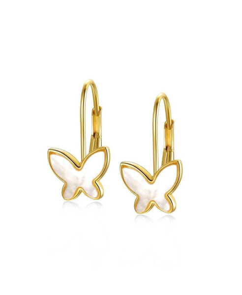 Enchanting Kids 14K Yellow Gold-Plated Mother of Pearl Butterfly Dangle Earrings