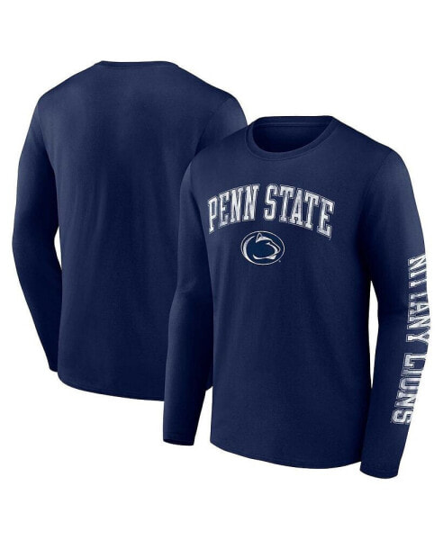 Men's Navy Penn State Nittany Lions Distressed Arch Over Logo Long Sleeve T-shirt