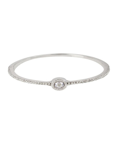 Signature Logo Pave Hinged Bangle Bracelet