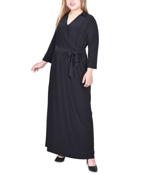 Plus Size Faux-Wrap Maxi Dress