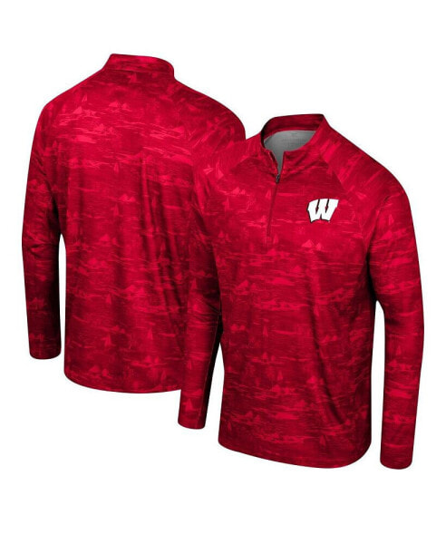 Men's Red Wisconsin Badgers Carson Raglan Quarter-Zip Jacket