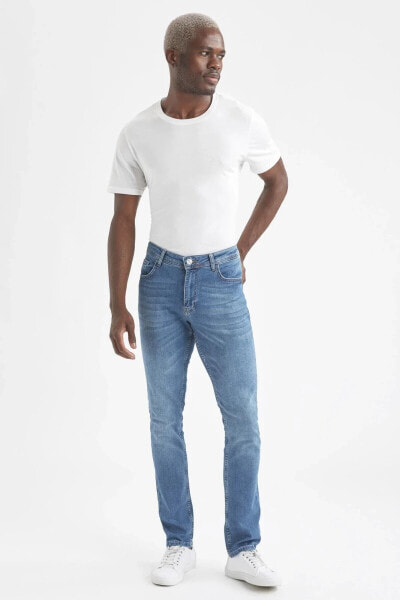 Erkek Mavi Pedro Slim Fit Normal Bel Dar Paça Jean Pantolon T3948AZ21AU