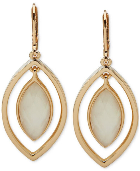 Gold-Tone Navette Stone Orbital Drop Earrings