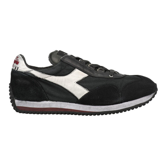 Diadora Equipe H Dirty Stone Wash Evo Lace Up Mens Black Sneakers Casual Shoes