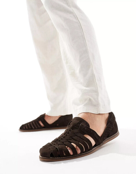 ASOS DESIGN fisherman sandal in brown suede