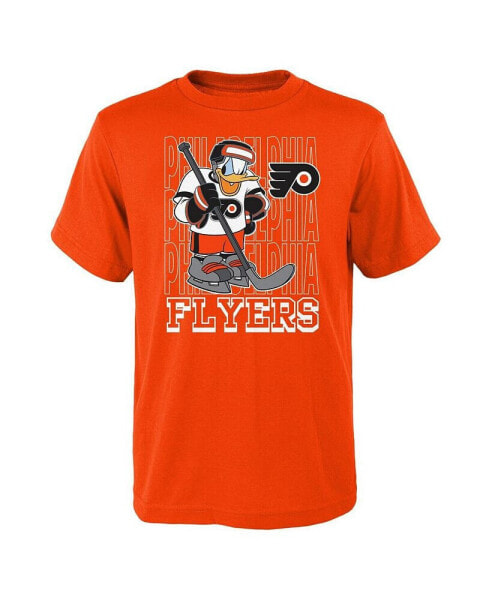 Big Boys and Girls Orange Philadelphia Flyers Disney Donald Duck Three-Peat T-shirt