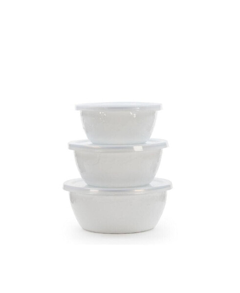 Solid White Enamelware Collection Nesting Bowls, Set of 3