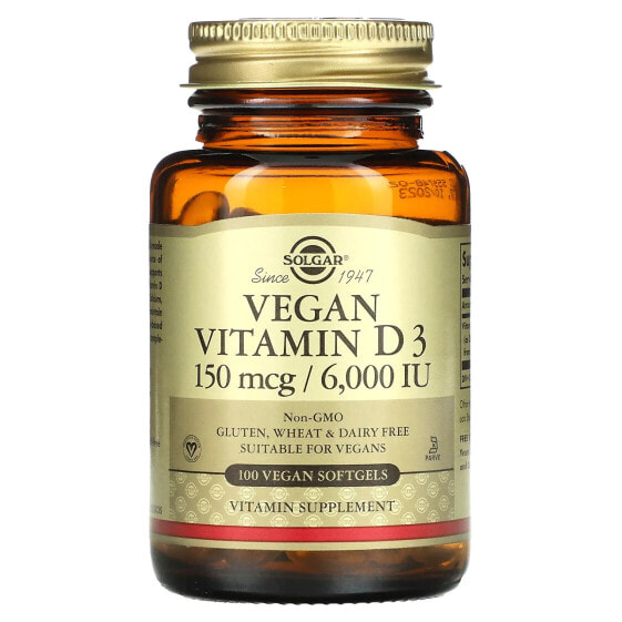 Vegan Vitamin D3, 150 mcg / 6,000 IU, 100 Vegan Softgels