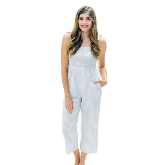 Womens' Organic Cotton Smocked Button Front Jumpsuit