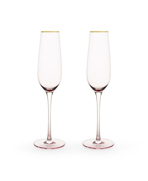 Rose Crystal Champagne Flute Set