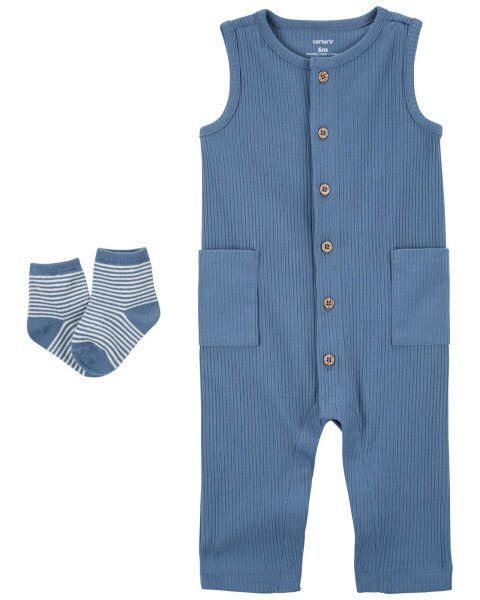 Baby 2-Piece Jumpsuit & Socks Set 6M