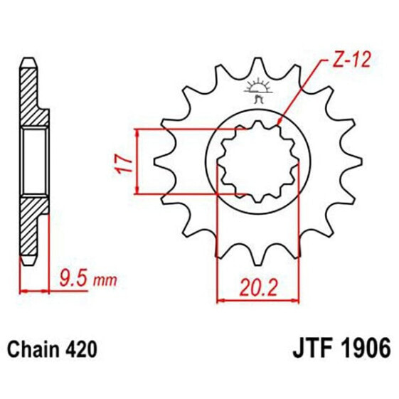 Звезда для велосипеда JT Sprockets 420 JTF1906.15 Steel Front Sprocket - передняя резиновая"strconv" JT Sprockets 420 JTF1906.15 из стали