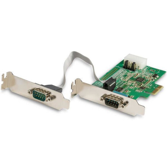 2-port PCI Express RS232 Serial Adapter Card - PCIe RS232 Serial Host Controller Card - PCIe to Serial DB9 - 16950 UART - Low Profile Expansion Card - Windows & Linux - Mini PCI Express - Serial - PCIe 1.1 - RS-232 - 222366 h - CE - FCC