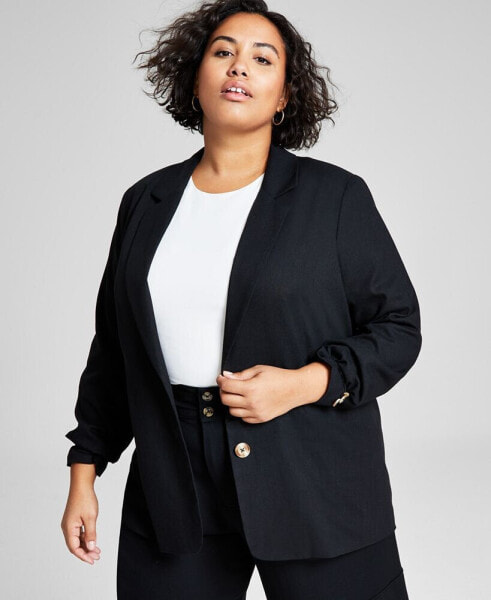 Plus Size Notch-Collar Two-Button Jacket, Created for Macy's
