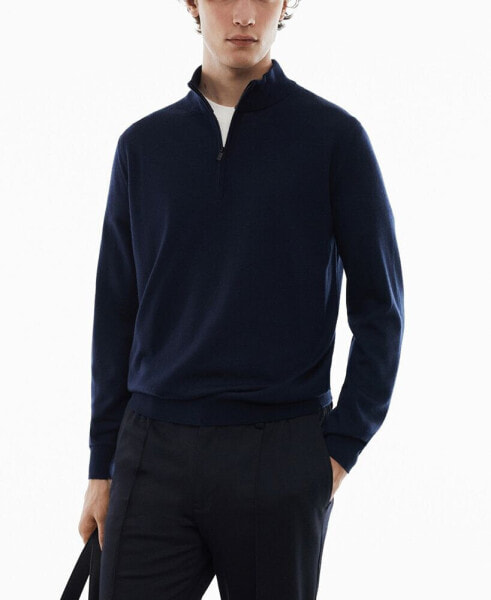 Men's 100% Merino Wool Zipper Collar Sweater