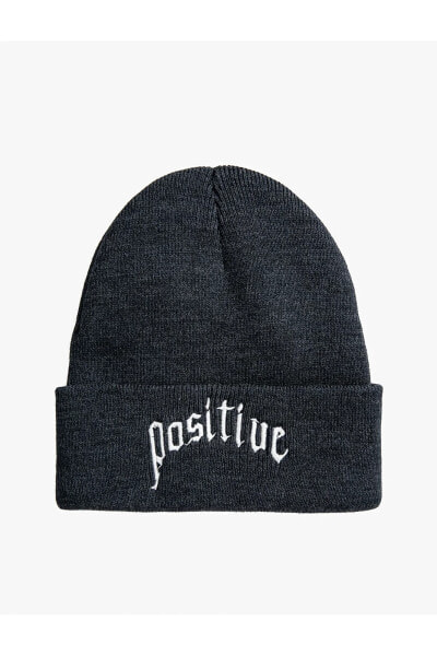 Шапка Koton Basic Knit Beanie EmbroideRed Folded