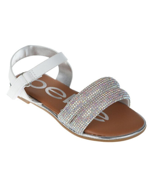 Big Girl's Rhinestone Tubular Sandal with Butterfly Chop Outs Polyurethane Sandals