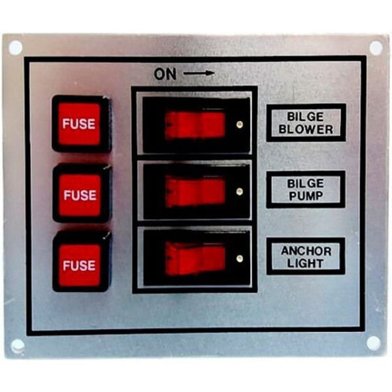 GOLDENSHIP 15A 12V 3 Switches Aluminium Panel With Fuse Holders