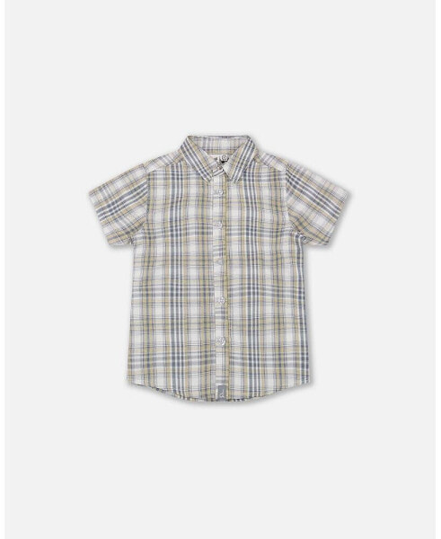 Baby Boy Plaid Short Sleeve Shirt Blue Green - Infant