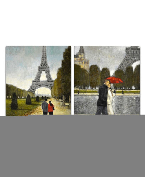 'Romantic Walk I/II' 2 Piece France Canvas Wall Art Set