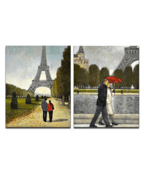 'Romantic Walk I/II' 2 Piece France Canvas Wall Art Set