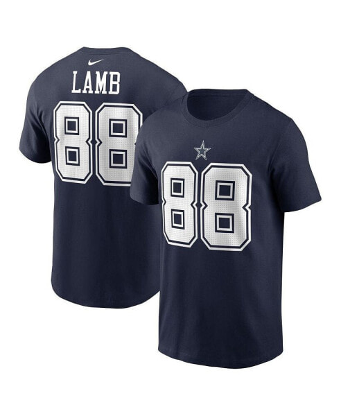 Men's CeeDee Lamb Navy Dallas Cowboys Player Name and Number T-shirt