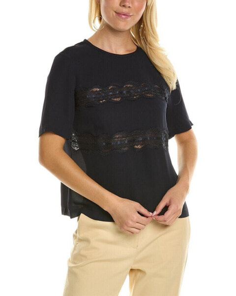 Rebecca Taylor Lace Silk T-Shirt Women's