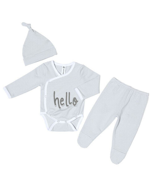 Baby Boys or Baby Girls Bodysuit, Pants, and Hat