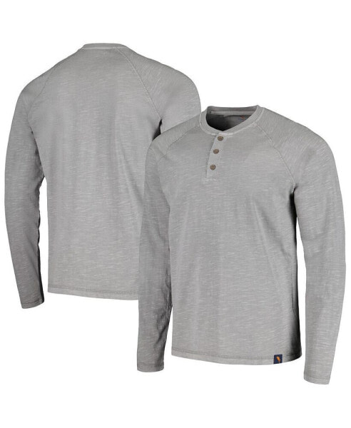 Men's Graphite Pigment Dye Henley Raglan Long Sleeve T-shirt