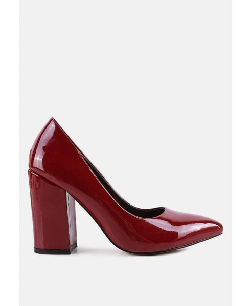 Kamira Patent Faux Leather Block Heel Pumps