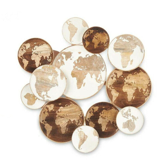 Настенный декор Древесина манго Карта Мира Белый Коричневый Gift Decor World Map 76 x 70 x 5 см