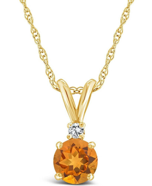 Citrine (1/2 ct. t.w.) and Diamond Accent Pendant Necklace in 14K Yellow Gold or 14K White Gold